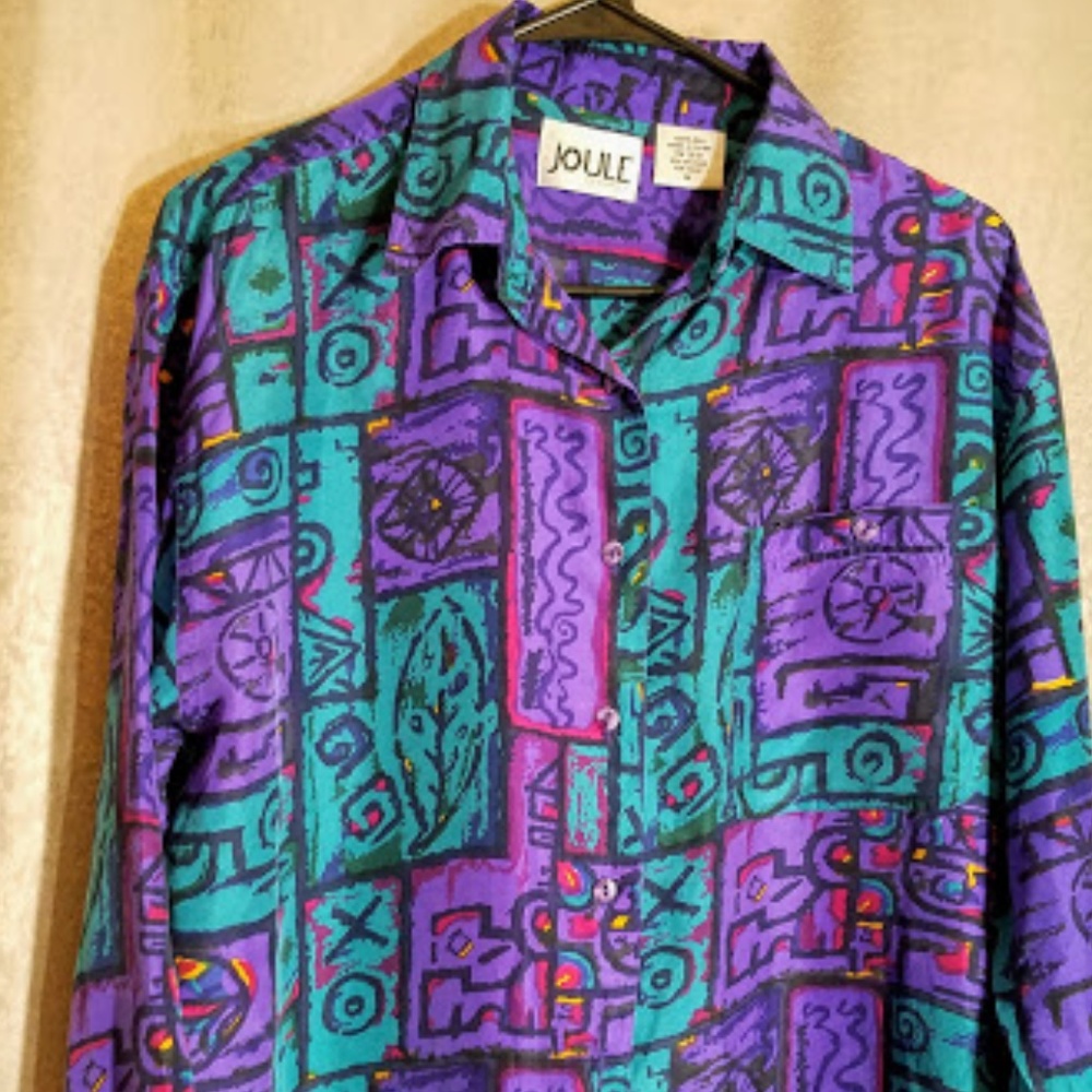 Vintage Joule Energy 100% Silk Blouse 90's sz M